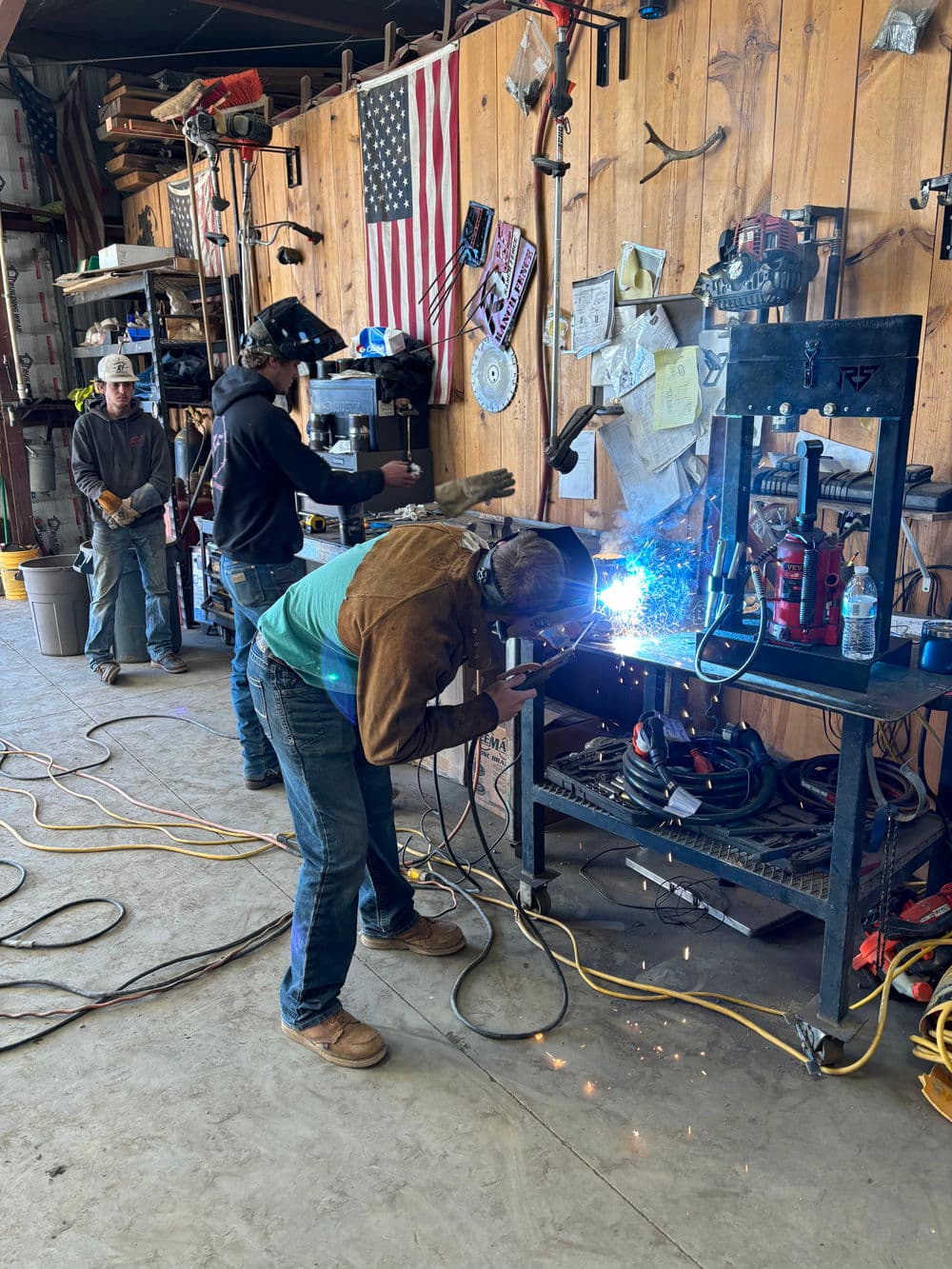 Home with trees and an orange sunset
